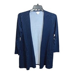 Lularoe Cardigan Women’s L Navy Blue White Polka Dots Long Sleeve